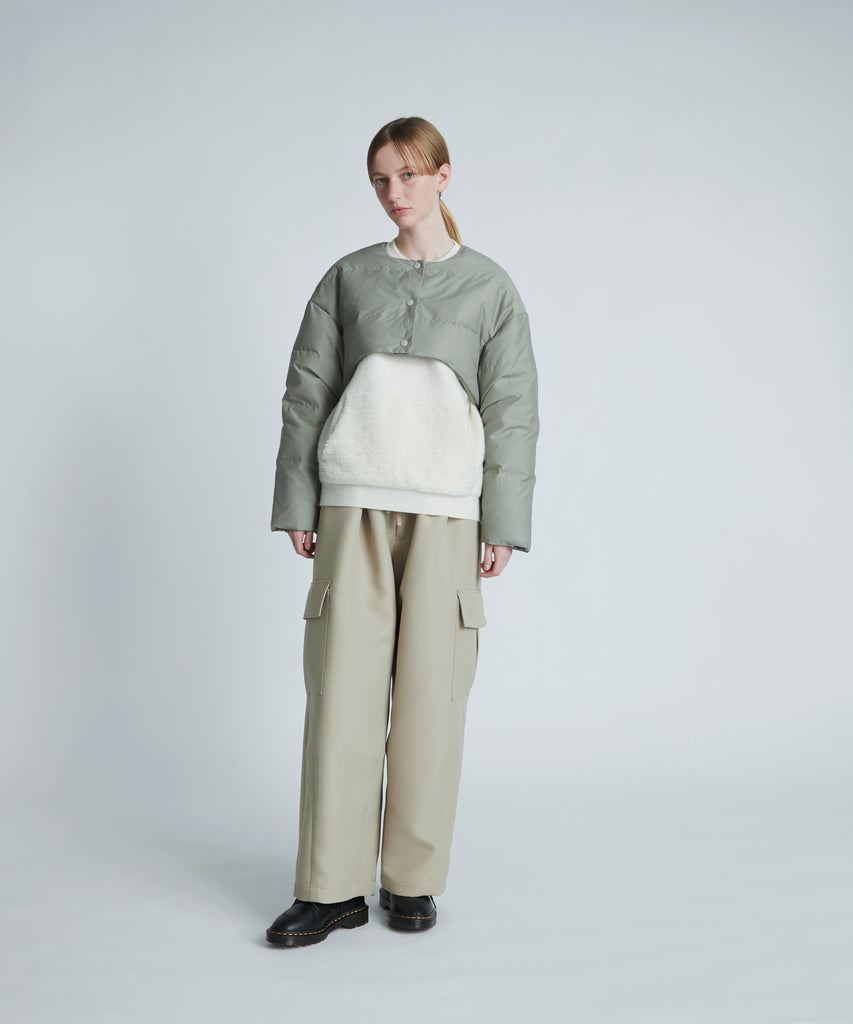 RECYCLED DOWN CROPPED BLOUSON in Sage Green