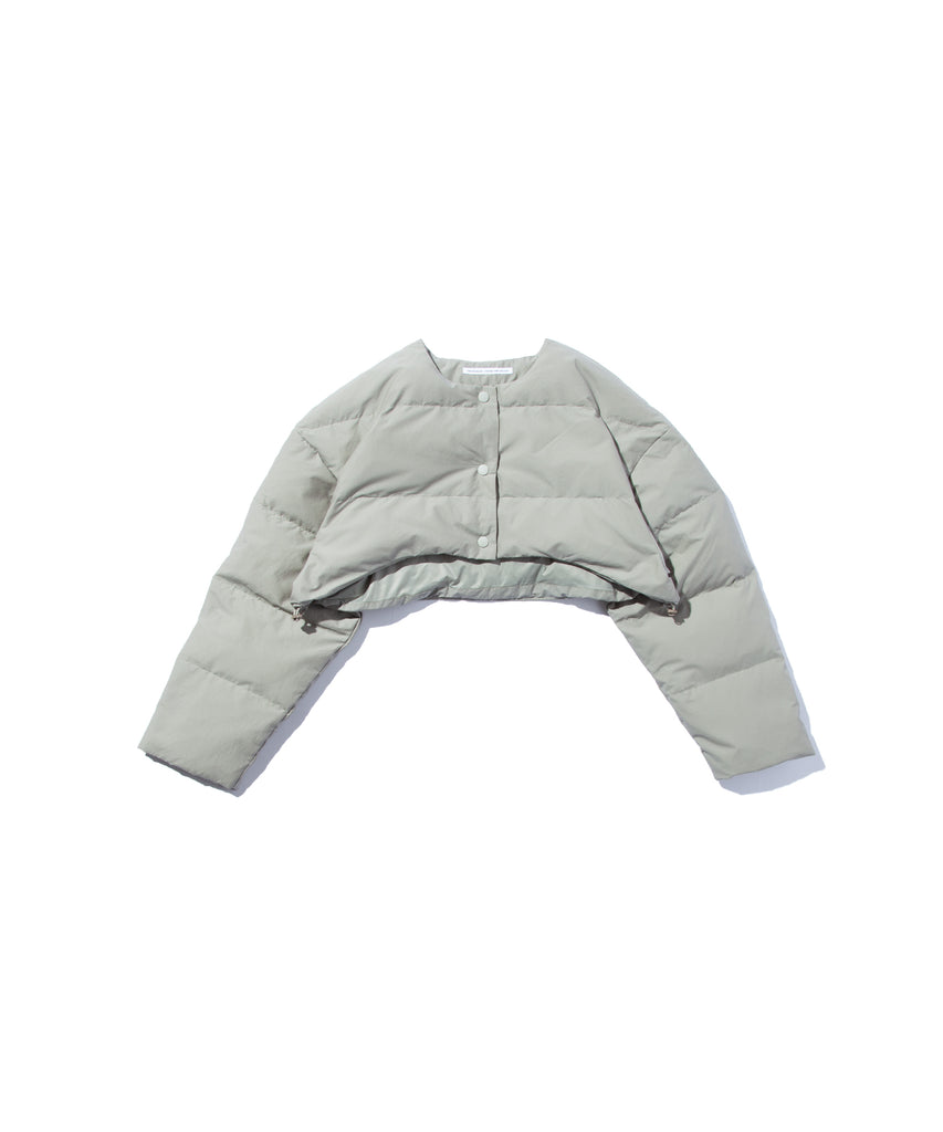 RECYCLED DOWN CROPPED BLOUSON in Sage Green