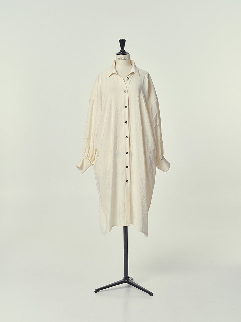 Cupro Shirt Dress in Cream W017A