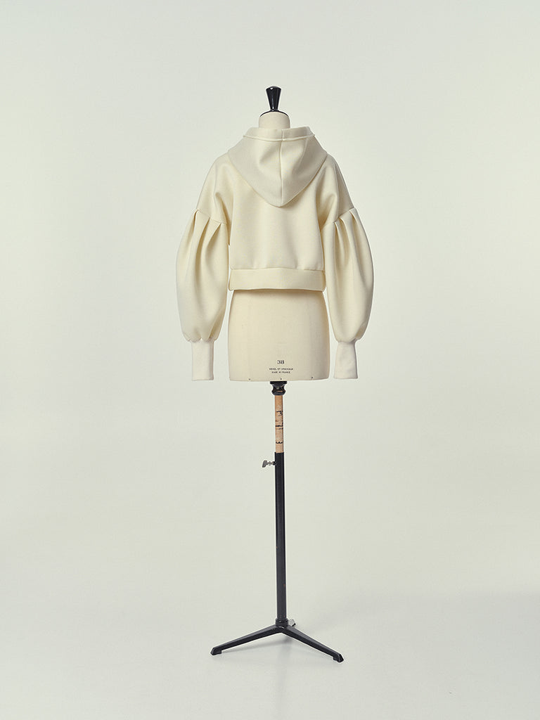 Neoprene hoodie in Cream W026A