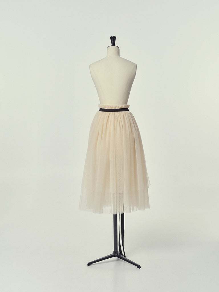 Tulle Wrap Skirt in Cream W043A