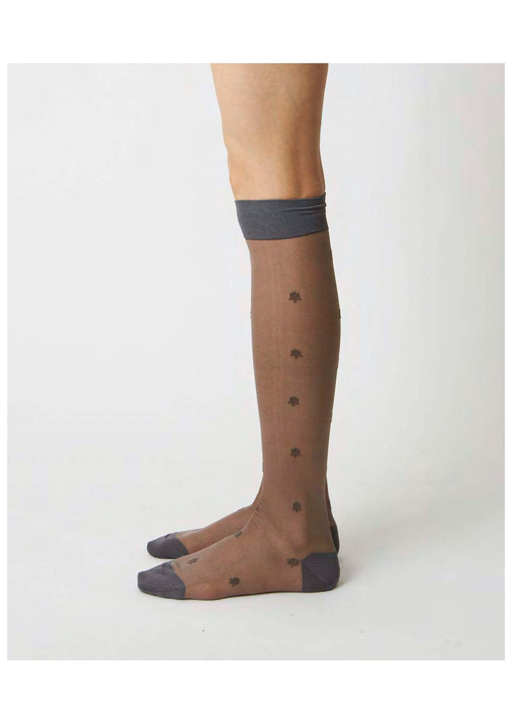 Small flowers stockings in khaki brown