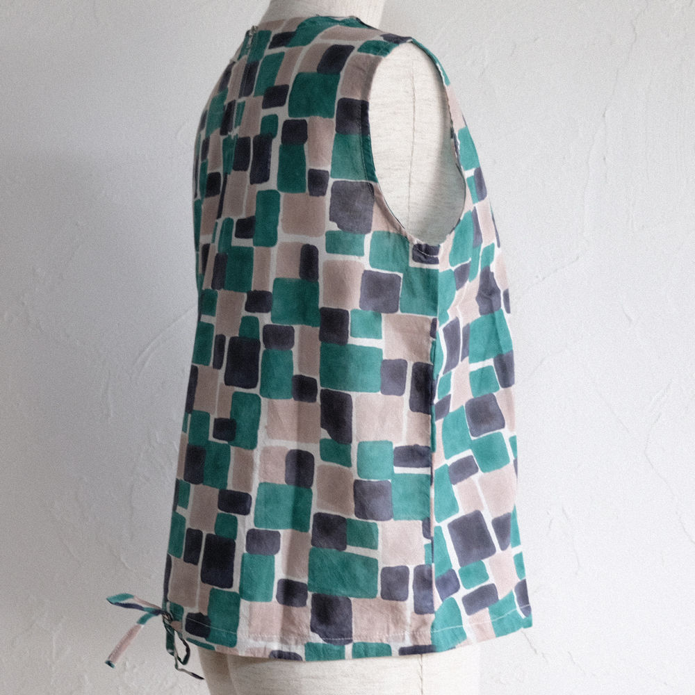 Cube Cotton Tank in Green