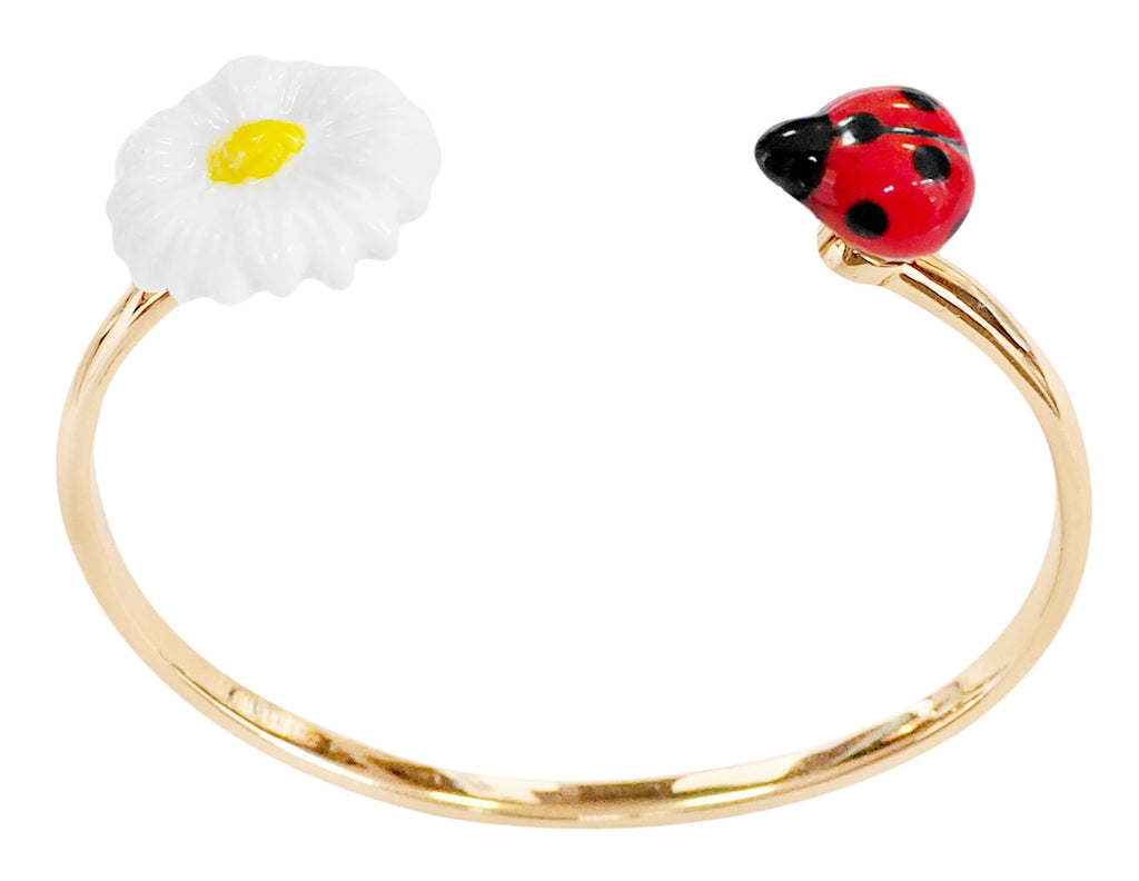 Daisy Flower & Ladybug Face to Face Bracelet