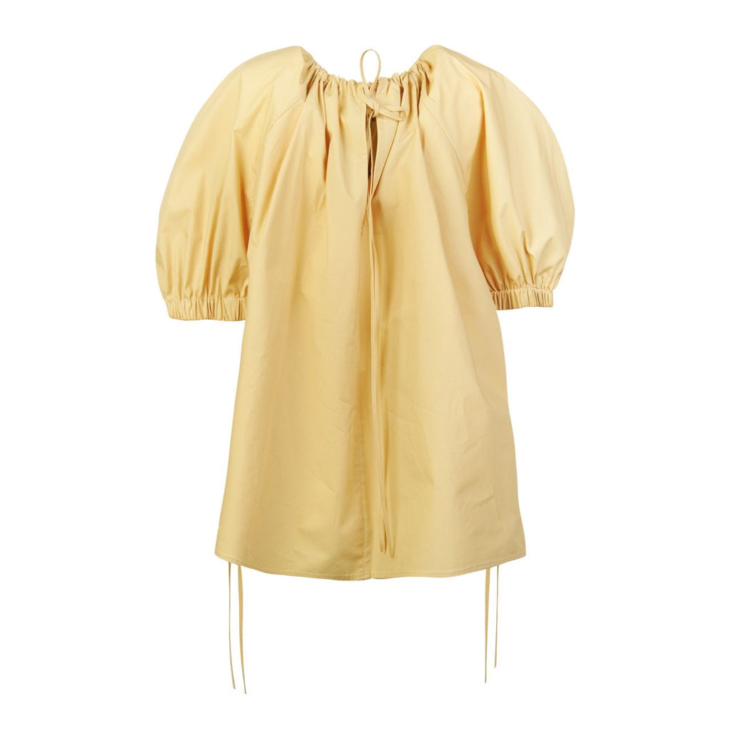PUFF-SLEEVED COTTON BLOUSE YELLOW BEIGE